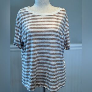 Classic Striped Women's knit sweater - White and tan